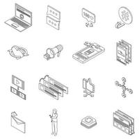 Repost icons set vector outline