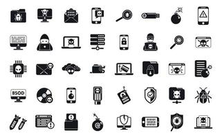 Malware icons set simple vector. Cyber attack vector