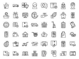 Return of goods icons set outline vector. Agreement certificate vector