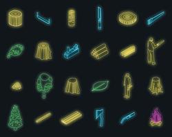 Deforestation icons set vector neon