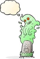 cartoon ghost rising from grave with thought bubble vector