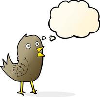 cartoon tweeting bird with thought bubble vector