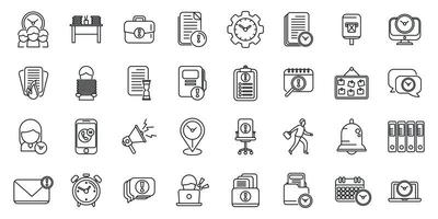 Rush job icons set outline vector. Internet boss vector