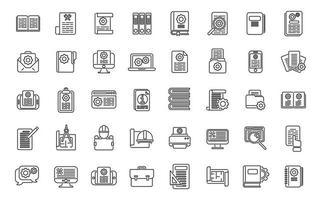 Technical document icons set outline vector. Building manual vector