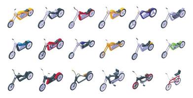 Chopper icons set isometric vector. Moto ride vector