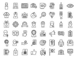 Brand ambassador icons set outline vector. Influence pr vector