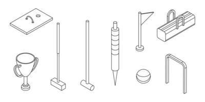 Croquet icons set vector outline