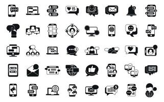 Messaging network icons set simple vector. Share star vector