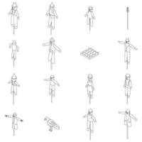 Scarecrow icons set vector outline