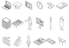 Business training icons set vector outline