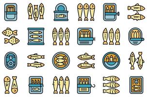 Sardine icons set vector flat