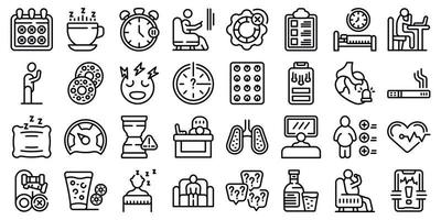 Passive lifestyle icons set outline vector. Smoke tobacco vector