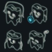 conjunto de iconos de hilo dental neón vectorial vector