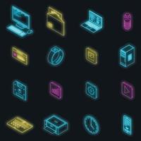 Operating system icons set vector neon