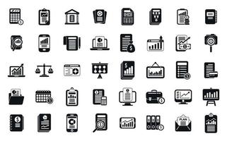 Financial planning icons set simple vector. Manage risk vector