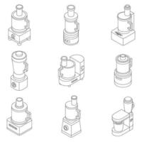 Food processor icons set vector outline