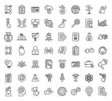 Realization icons set outline vector. Self dream vector