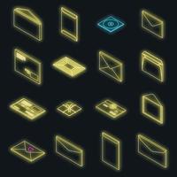 Envelope icons set vector neon