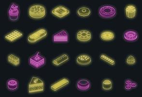 Confectionery icons set vector neon