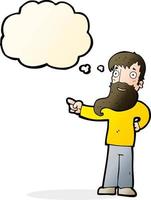 cartoon man with beard pointing with thought bubble vector