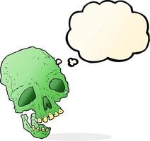 cartoon ancient spooky skull with thought bubble vector