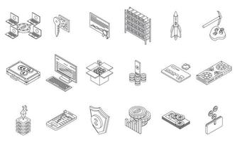 Cryptocurrency icons set vector outline