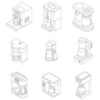 Coffee maker icon set vector outline