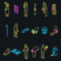 Arthritis icons set vector neon