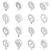 Manometer icons set vector outline