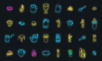 Barista icons set vector neon