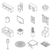 Cozy home icons set vector outline