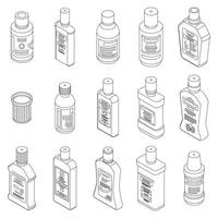 Mouthwash icons set vector outline