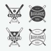 logos, emblemas, insignias y elementos de diseño de béisbol vintage. ilustración vectorial vector