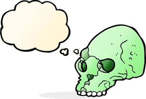 cartoon spooky skull with thought bubble vector