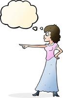 cartoon woman pointing finger with thought bubble vector