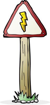 cartoon electrical warning sign