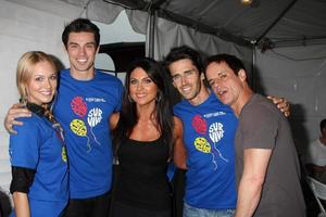 LOS ANGELES, OCT 1 -  Adam Gregory and Wife, Nadia Bjorlin, Brandon Beemer, Christian LeBlanc arriving at the Light The Night Hollywood Walk 2011 at the Sunset Gower Studios on October 1, 2011 in Los Angeles, CA photo