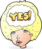 cartoon woman thinking yes vector