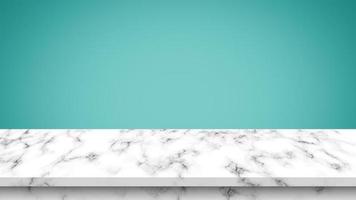 Empty Marble Table with Turquoise Background. photo