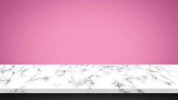 Empty Marble Table with Pink Background. photo
