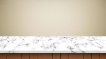 Empty Marble Table with Cream Background. photo