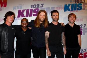 LOS ANGELES, MAY 11 -  L-R Matt Flynn, PJ Morton, James Valentine, Adam Levine and Mickey Madden of Maroon 5 attend the 2013 Wango Tango concert produced by KIIS-FM at the Home Depot Center on May 11, 2013 in Carson, CA photo
