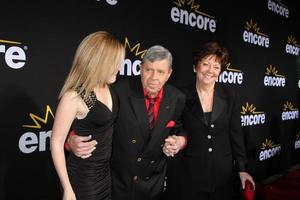LOS ANGELES, DEC 7 - Daughter Danielle Sarah Lewis, Jerry Lewis, wife SanDee Pitnick arrives at the Premiere Of Encore s Method To The Madness Of Jerry Lewis at Paramount Studios Theater on December 7, 2011 in Los Angeles, CA photo