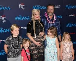 LOS ANGELES, NOV 14 - Liam McDermott, Tori Spelling, Stella McDermott, Dean McDermott, Finn McDermott, Hattie McDermott at the Moana  at TCL Chinese Theater IMAX on November 14, 2016 in Los Angeles, CA photo