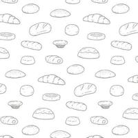 Hand drawn vector illustration of bread and bakery product pattern