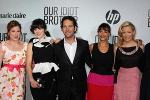 LOS ANGELES, AUG 16 - Kathryn Hahn, Zooey Deschanel, Paul Rudd, Rashida Jones, and Elizabeth Banks arriving at the Our Idiot Brother Premiere at Cinerama Dome ArcLight Theaters on August 16, 2011 in Los Angeles, CA photo