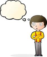 cartoon staring boy with thought bubble vector