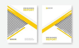 informe anual de negocios amarillo, volante de folleto, plantilla de diseño de portada de libro vector
