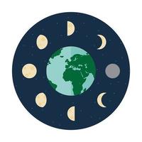 Earth Globe with the Moon Phases vector