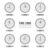 relojes con las diferentes zonas horarias vector